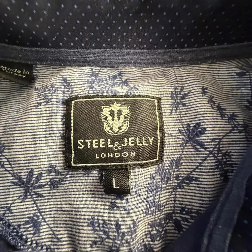 Steel & Jelly Men's‎ Navy Blue Polo Shirt Size L #791